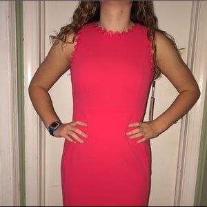 Calvin Klein Coral Dress With Daisy Trim NWT